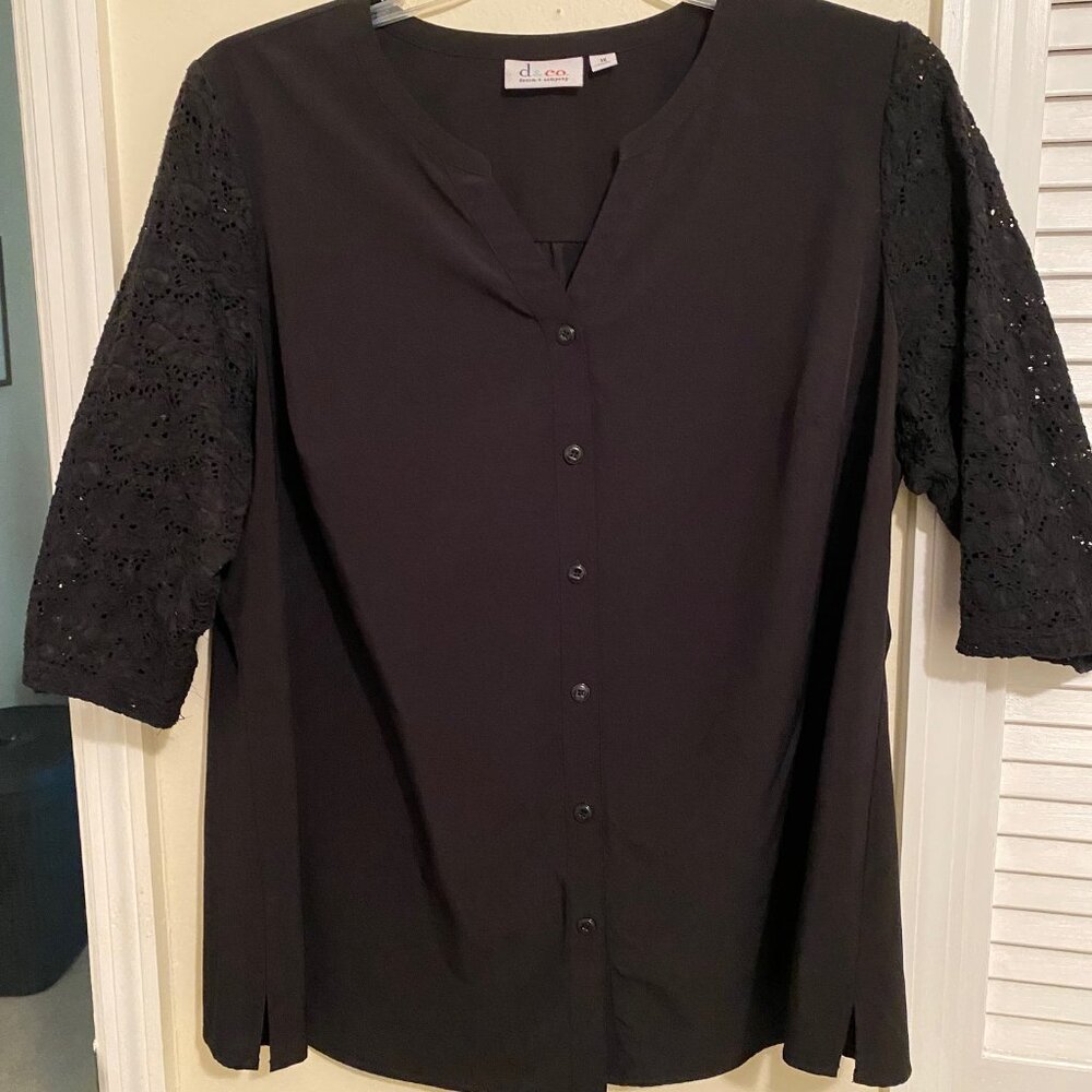 Black Button up top with Lace sleeves